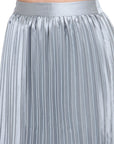 CINK Blue Satin Finish Accordion Pleated A-Line Skirt