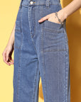 Women Blue High-Rise Regular Fit Cropped Stretchable Jeans
