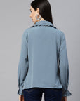CINK Women Blue Regular Fit Casual Buttoned Top