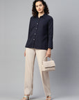 Solid Opaque Casual Buttoned Top