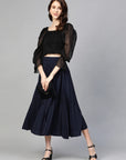 CINK Navy Blue Accordion Pleated A-Line Skirt