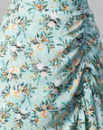 CINK Sea Green Floral Printed Midi A-Line Skirt