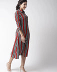 CINK Women Red White Striped Shirt Dress