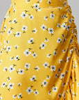 CINK Yellow White Floral Printed Midi A-Line Skirt