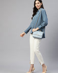 Women Blue Regular Fit Casual Buttoned Top