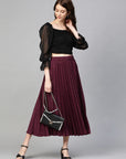 CINK Burgundy Accordion Pleated A-Line Skirt