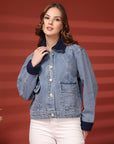 Women Front Open Denim Jacket