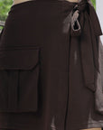 Solid Straight Mini Skorts brown