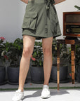 Solid Straight Mini Skorts olive