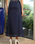 A-Line Mid Rise Maxi Skirts blue - CINK