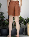 Solid Straight Mini Skorts camel-brown