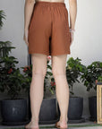 Solid Straight Mini Skorts camel-brown