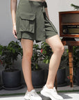 Solid Straight Mini Skorts olive