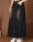 Denim Straight Maxi Skirt
