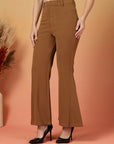 Brown Solid Regular Fit Trouser