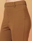 Brown Solid Regular Fit Trouser