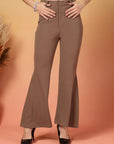 Brown Solid Regular Fit Trousers