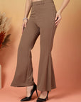 Brown Solid Regular Fit Trousers