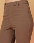 Brown Solid Regular Fit Trousers