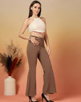 Brown Solid Regular Fit Trousers