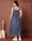 Blue solid maxi dress