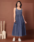 Blue solid maxi dress