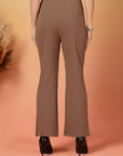 Brown Solid Regular Fit Flat-front Trouser