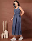 Blue solid maxi dress
