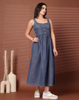 Blue solid maxi dress