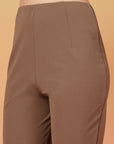 Brown Solid Regular Fit Flat-front Trouser