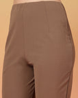 Brown Solid Regular Fit Flat-front Trouser