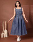 Blue solid maxi dress