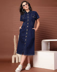 Shirt Collar Midi Dress