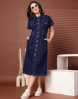 Shirt Collar Midi Dress