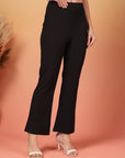 Black Solid Regular Fit Flat-front Trouser