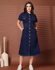 Shirt Collar Midi Dress