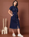 Shirt Collar Midi Dress