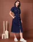 Shirt Collar Midi Dress
