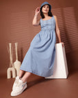 Light Blue solid maxi dress
