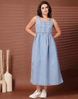 Light Blue solid maxi dress