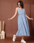 Light Blue solid maxi dress