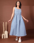 Light Blue solid maxi dress