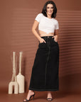 Black Denim Midi Skirts