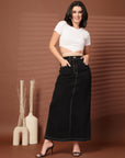 Black Denim Midi Skirts
