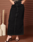 Black Denim Midi Skirts