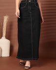 Black Denim Midi Skirts