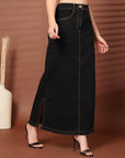Black Denim Midi Skirts