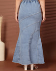 Solid Light Blue Mermaid Cut Maxi Skirts