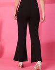 Black Solid Pleated Trousers