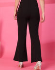 Black Solid Pleated Trousers